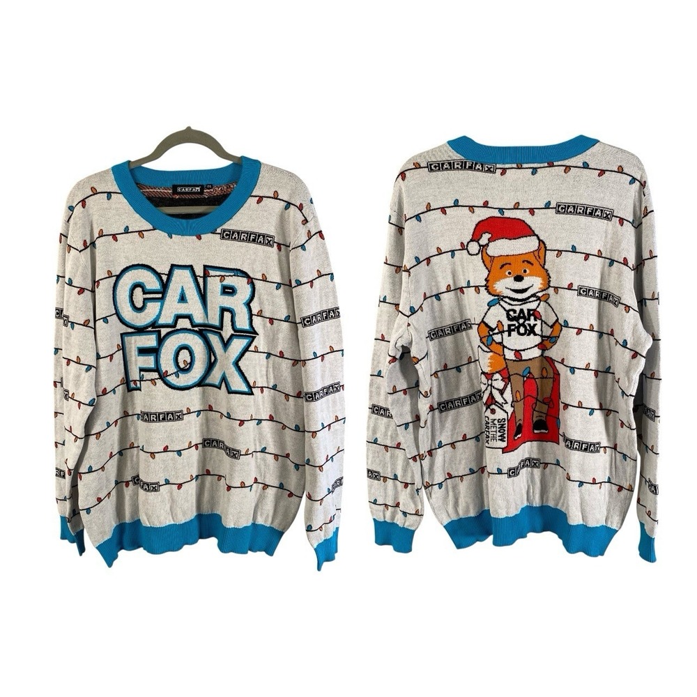 Carfax UGLY Christmas Sweater Unisex XXL Used Car Dealer Car Fox